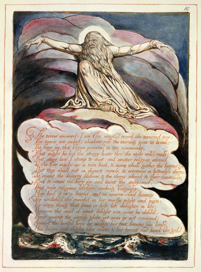 テロは答えた、「アメリカ、予言」からのプレート8、1793（紙にエッチングとトイレをレリーフ） 作： William Blake